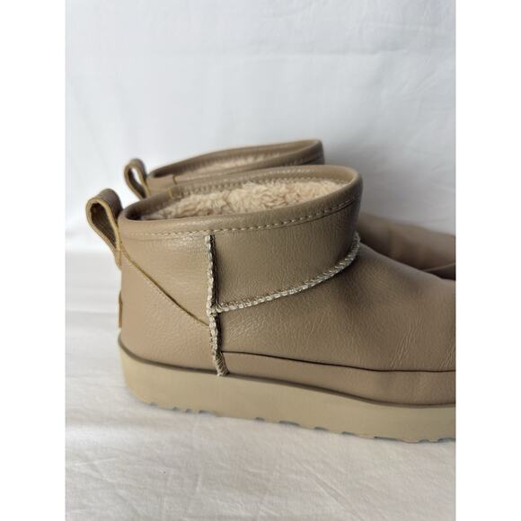 UGG Classic Ultra Mini Leather Boots Tan Women’s Size 9 EU 40 - Picture 4 of 9